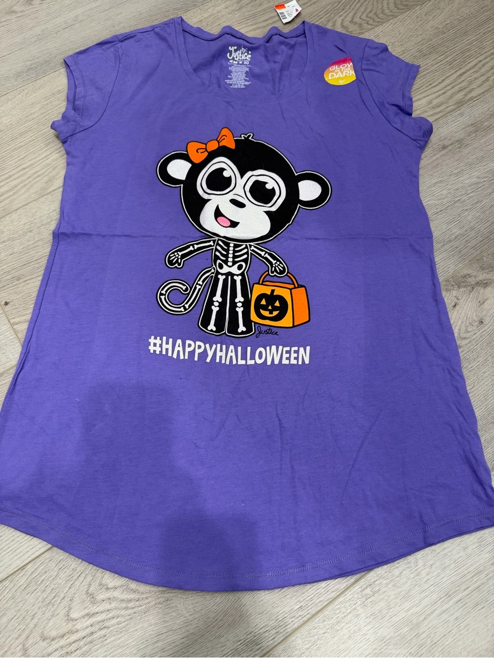 Justice Girls' Purple Halloween Monkey Costume Tee